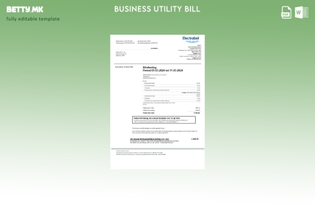 Модерен стил Белгија Electrabel шаблон за деловна сметка за електрична енергија